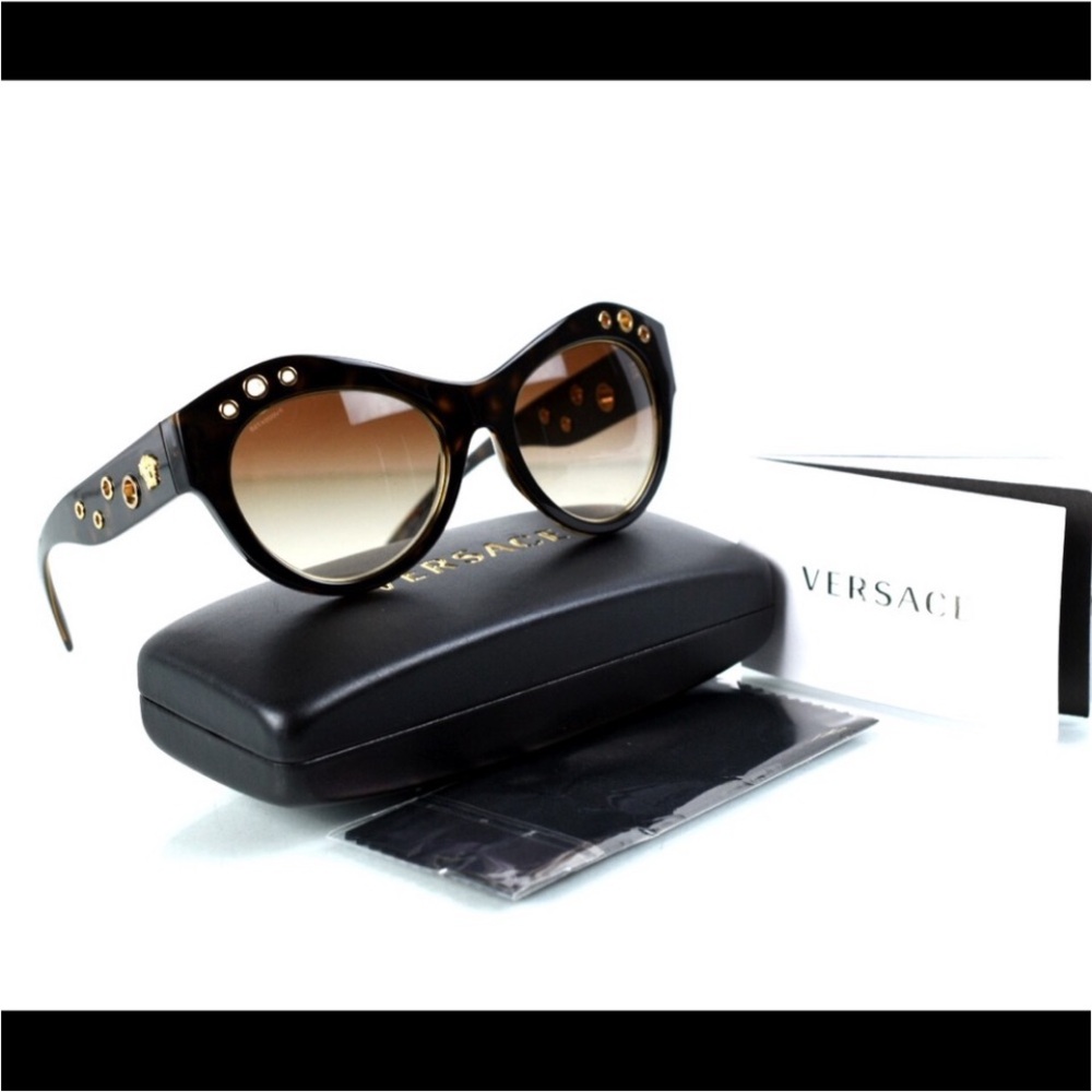 Versace Black and Gold Women's Sunglasses - Picture 2 of 6